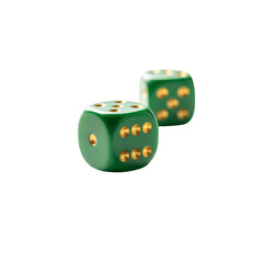 Green Dice with Gold Pips