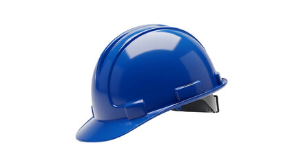 Fototapeta premium Vivid blue safety hard hat for professional construction and industrial work environments, representing essential head protection and workplace security standards for workers and projects