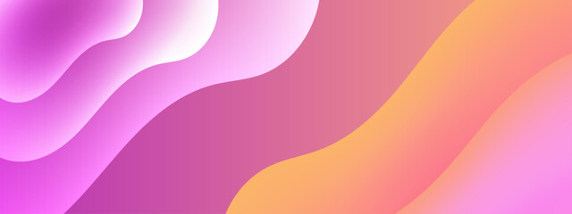 Obraz premium Dynamic 3D fluid wave with smooth orange and pink gradient floating on a dark blue background