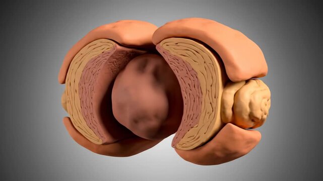 A comprehensive 3D animation showcasing the human prostate gland, its rotation, and internal anatomical view.