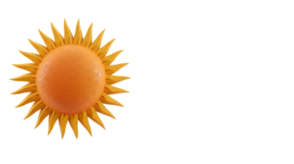 Bright Stylized 3D Sun Illustration with Wavy Rays Representing Summer Heat and Solar Energy transparent background