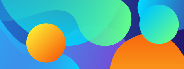 Obraz premium Calming fluid background with soft blue and turquoise wavy shapes and a single bright orange sun-like circle