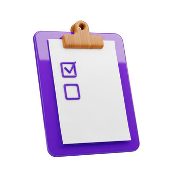 Purple clipboard with checkbox and unchecked box