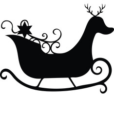 Festive reindeer shaped sleigh silhouette vector