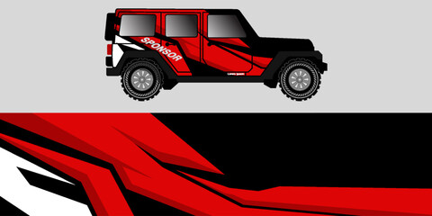 Racing car graphic. Truck wrapping background. Vehicle branding vector design. Transport race auto, sport and speed cab, trunk automobile illustration