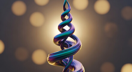 Double helix dna model with colorful gradient and bokeh background for science and technology concepts
