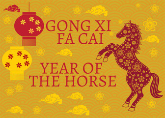 Chinese traditional new year gong Xi fa Cai festival year of the horse