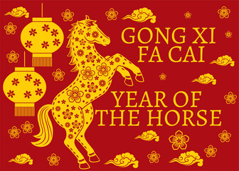 Chinese traditional new year gong Xi fa Cai festival year of the horse