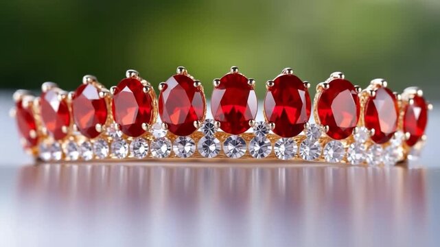Regal Ruby Tiara: This striking tiara is a testament to the allure of elegance. Adorned with sparkling rubies, it is a symbol of sophistication, royalty and timeless beauty.