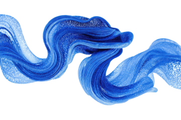 Abstract blue fluid wave isolated on transparent background. Abstract blue fluid flow with glittering particles design isolated on white background.