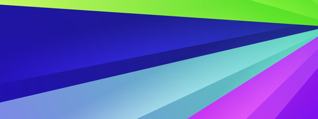 Creative abstract background featuring colorful perspective rays in purple blue and green with sharp edges © SyahCreation