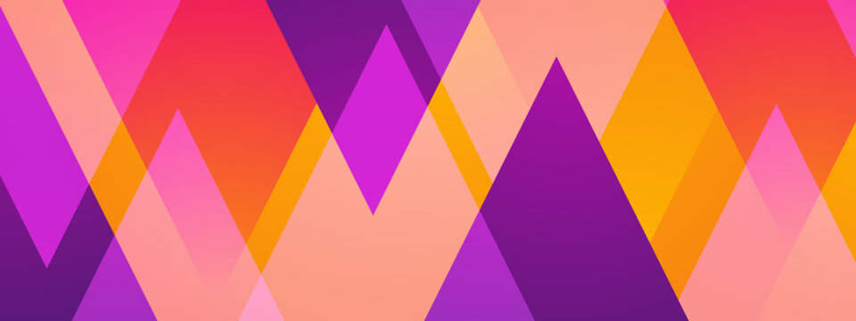 Abstract geometric pattern with overlapping triangle shapes resembling mountains in pink purple and orange