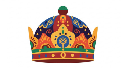 Vibrant colorful crown with intricate designs and patterns on white background royalty free illustration