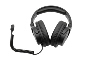 Fototapeta premium Professional DJ Headphones with Coiled Cable and USB Connector