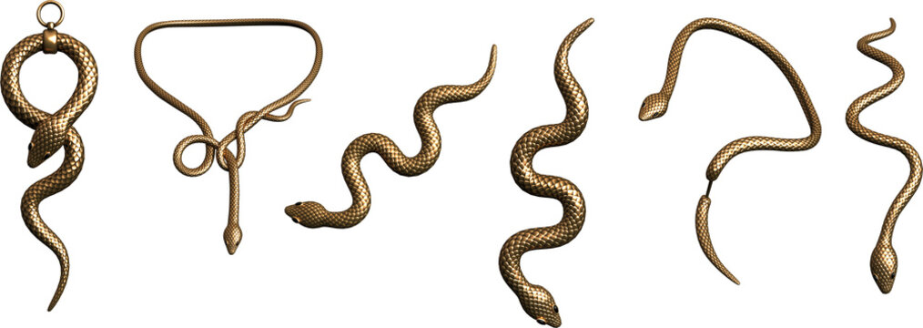 3d render golden snake