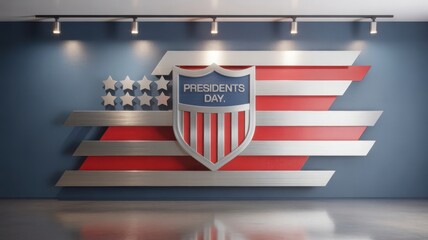 presidents day shield logo with american flag design elements high quality