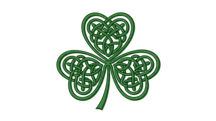Celtic Shamrock Four Leaf Clover Isolated on White