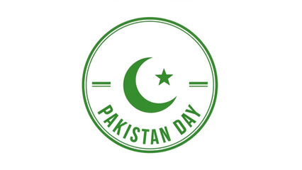 Pakistan Day Green Crescent and Star Logo on White Background