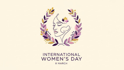 International Womens Day Illustration with Floral Elements