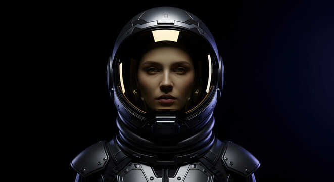Astronaut in space suit with helmet and visor - Powered by Adobe
