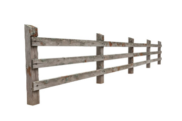 Fototapeta premium Rustic weathered wooden fence isolated on a dark solid color display in a studio shot