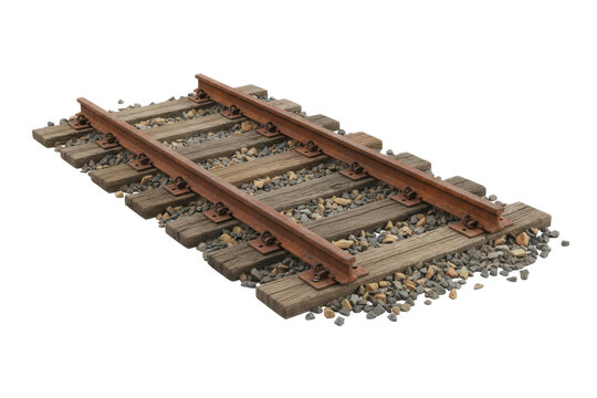 Rusty Train Tracks with Wooden Sleepers and Gravel Ballast