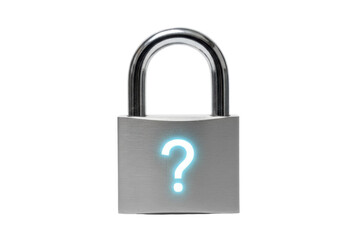 Naklejka premium Secure Padlock with Glowing Question Mark Symbol, Concept of Security and Mystery