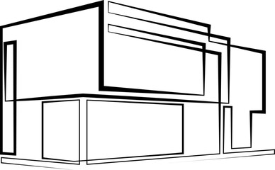 Continuous single line drawing modern residential home. House logo. Architecture, building.Linear.One continuous line isolated minimalist illustration. Not AI.