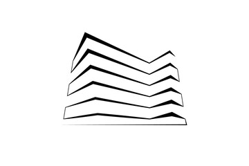 Continuous single line drawing modern residential home. House logo. Architecture, building.Linear.One continuous line isolated minimalist illustration. Not AI.