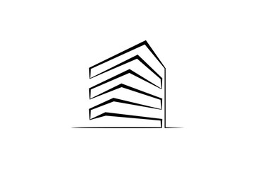 Continuous single line drawing modern residential home. House logo. Architecture, building.Linear.One continuous line isolated minimalist illustration. Not AI.