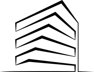 Continuous single line drawing modern residential home. House logo. Architecture, building.Linear.One continuous line isolated minimalist illustration. Not AI.