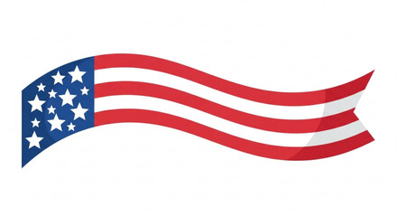 Waving american flag with red white and blue colors and stars on a white background symbolizing freedom and patriotism