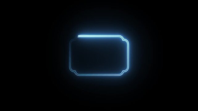 Glowing blue neon rectangle frame on black background with subtle glow animation and double lined border creating futuristic ambiance.