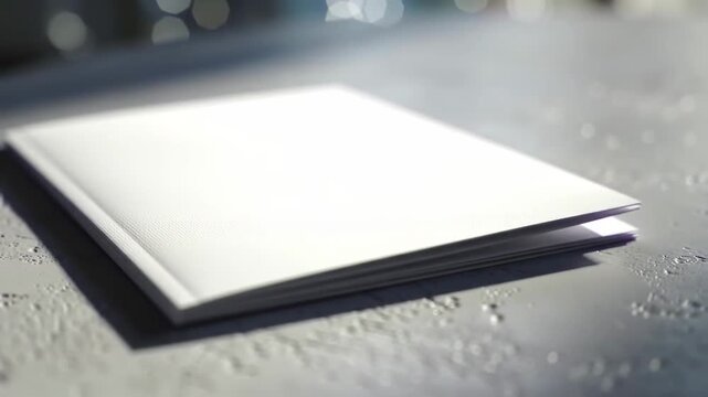 Blank white book cover mockup template on a textured surface with soft lighting.