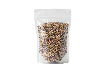 Tri-color Quinoa Grains in a Clear Stand-Up Pouch Bag
