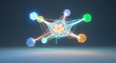 Abstract Concept of Machine Learning with Interconnected Glowing Nodes