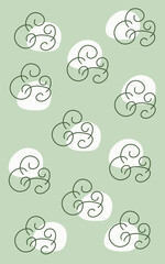 Line art brush abstract decorative pattern solid blue background