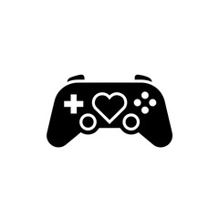 Black game controller with heart Vector