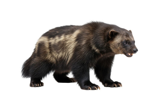 Wolverine Animal Standing Isolated on White Background