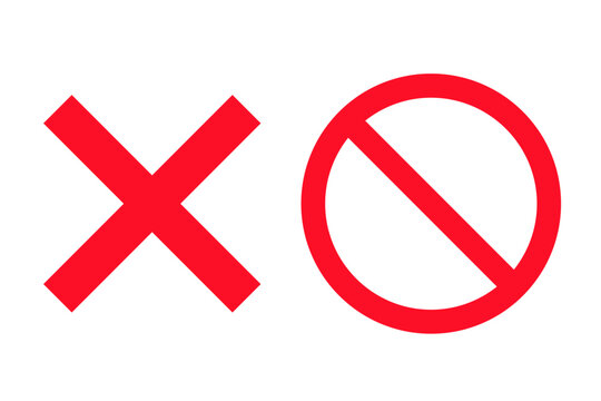 vector Cross and stop mark icon set, clipart isolated on transparent background. 
