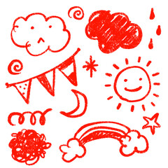 クレヨン手描きお天気アクセントの素材
