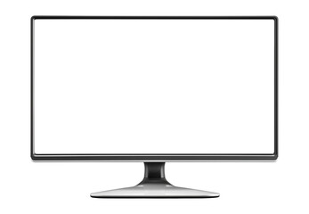 Obraz premium Computer monitor with blank screen and silver stand, isolated on transparent background