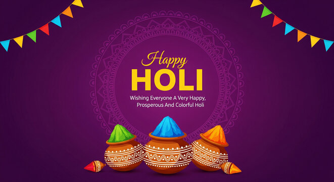 Happy Holi background card design for color festival of India celebration greetings