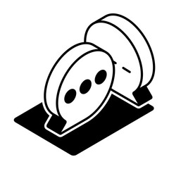 An isometric style icon showing chat bubble