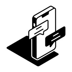 A glyph style icon representing chatting