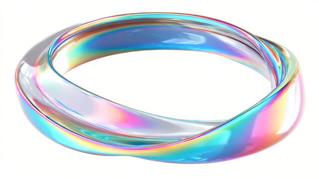 Iridescent rainbow colored shiny bangle isolated on white background