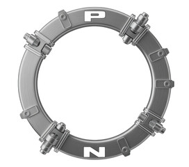 Obraz premium Metal ring with PN markings and bolts PN markings isolated on a transparent background