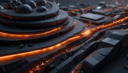 Futuristic Abstract 3D Dark Geometry Background