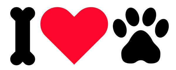 vector I love my pet clip art isolated on transparent background