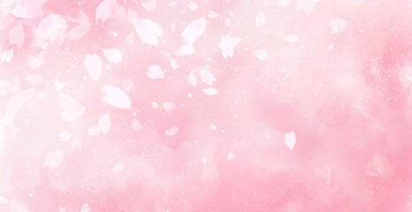 桜が舞い散るピンクの背景 手描き